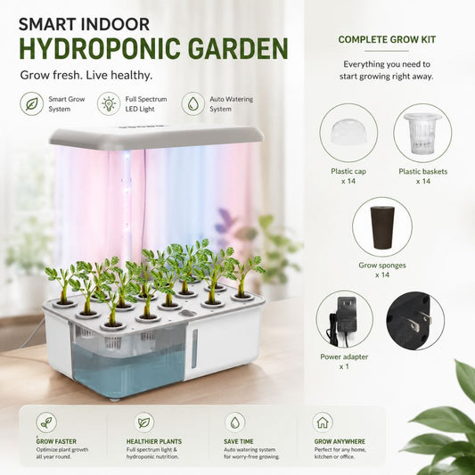 Hydroponic Growing System with LED Grow Light : Auto Pump Indoor Herb Garden Kit